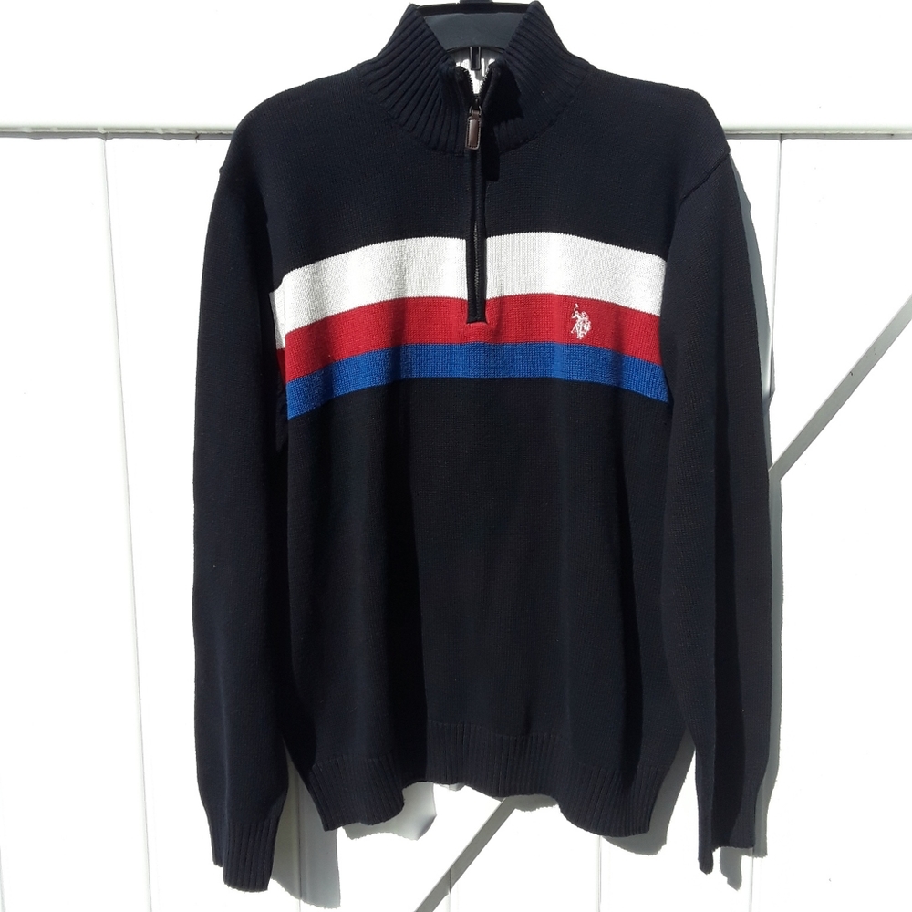 Mens XL US Polo Assn * NOT RALPH LAUREN*Sweater Shirt Blue with Red and White